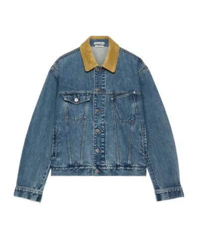 Jw Anderson Mens Mid Blue Corduroy-collar Oversized Denim Jacket