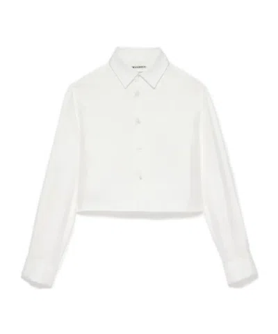 Jw Anderson Womens Cropped Silk Twill Shirt In Off-white