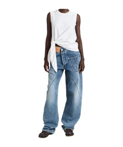 Jw Anderson Womens Hem Knot Tank Top In White