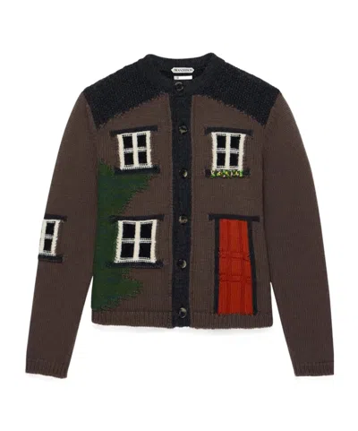 Jw Anderson Womens House Polo Cardigan In Chestnut Brown