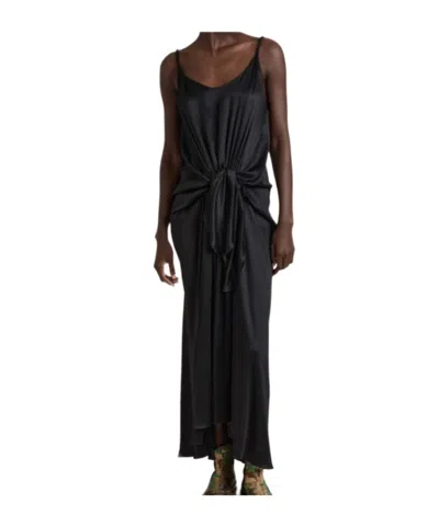 Jw Anderson Womens Knotted Waist Longline Dress In Black In Burgundy