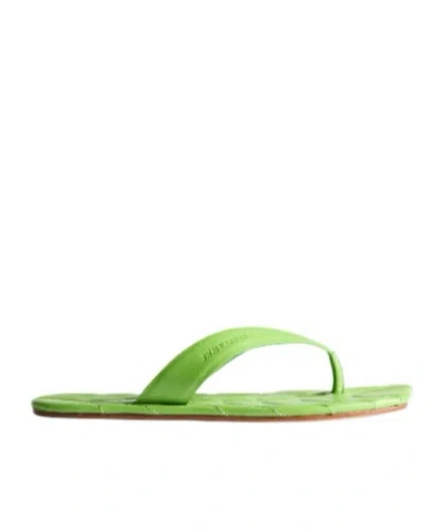 Jw Anderson Womens Leather Leaf Slides In Lime In Green