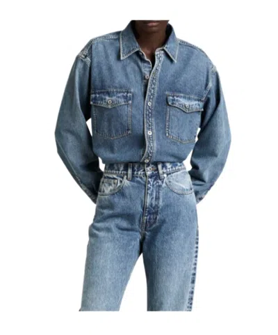 Jw Anderson Womens Oversized Denim Shirt In Mid Blue