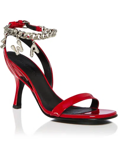 Jw Anderson Womens Patent Leather Chain Ankle Strap In Red