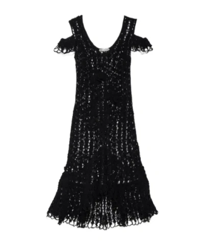 Jw Anderson Womens Snowdrop Detail Crochet Dress In Black