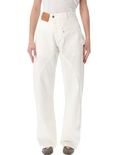 Jw Anderson Womens Twisted Workwear Denim Jeans In White
