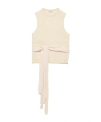 Jw Anderson Womens Waist Tie Tank Top In Ivory In Neutral