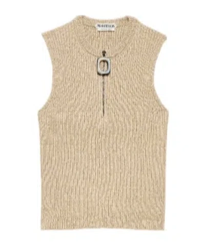 Jw Anderson Womens Zipped Tank Top In Sand In Neutral