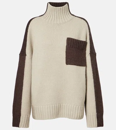 Jw Anderson Wool And Alpaca-blend Turtleneck Sweater In Brown