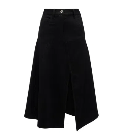 Jw Anderson Wool Asymmetric Midi Skirt In Black