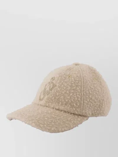 Jw Anderson Wool Baseball Cap Curved Brim Logo In Neutrals
