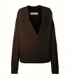 Jw Anderson Slanted V-neck Sweater In Brown