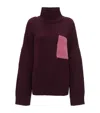 Jw Anderson Contrast-pocket Ribbed-knit Jumper In Purple