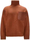 Jw Anderson J. W. Anderson Wool Blend Sweater With Leather Pocket Detail In Red