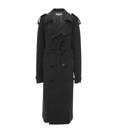 Jw Anderson Wool Trench Coat In Grey