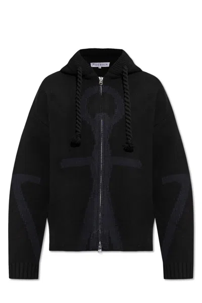 Jw Anderson Wool Cardigan In Black