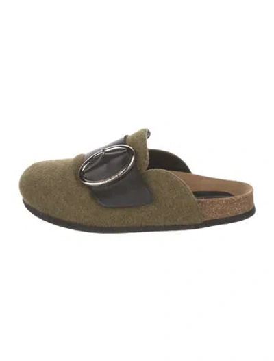 Pre-owned Jw Anderson Wool Colorblock Pattern Mules In Green