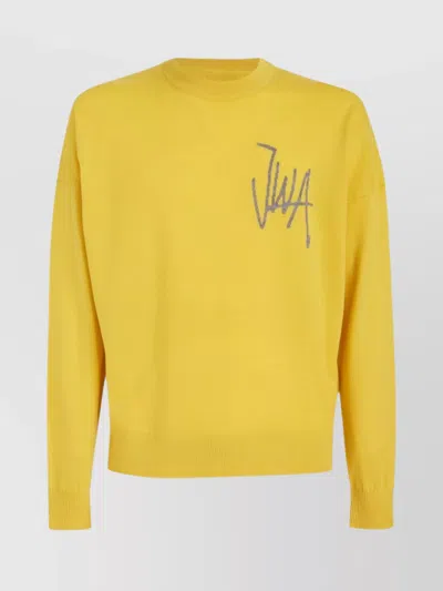 Jw Anderson Wool Crewneck Sweater Long Sleeves In Yellow