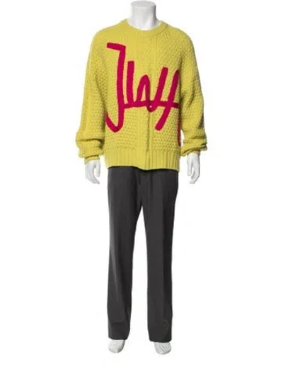 Pre-owned Jw Anderson Wool Graphic Print Pullover In Yellow