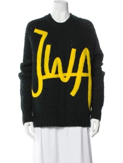 Pre-owned Jw Anderson Wool Graphic Print Sweater In Blue