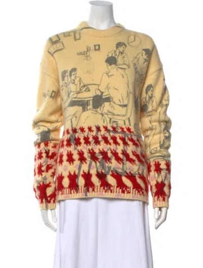 Pre-owned Jw Anderson Wool Graphic Print Sweater In Yellow