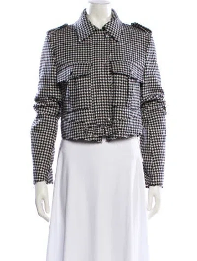 Pre-owned Jw Anderson Wool Houndstooth Print Biker Jacket In Multi