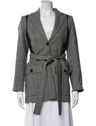 Pre-owned Jw Anderson Wool Plaid Print Coat In Gray