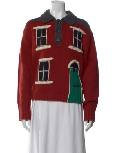 Pre-owned Jw Anderson Wool Printed Sweater In Red