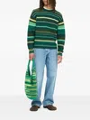 Jw Anderson Stripe Extrafine Merino Wool Sweater In Green
