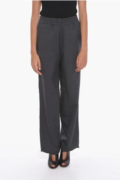 Jw Anderson Wool Track Trousers With Drawstring In Grey