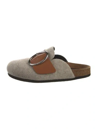 Pre-owned Jw Anderson Wool Tweed Pattern Mules In Neutral