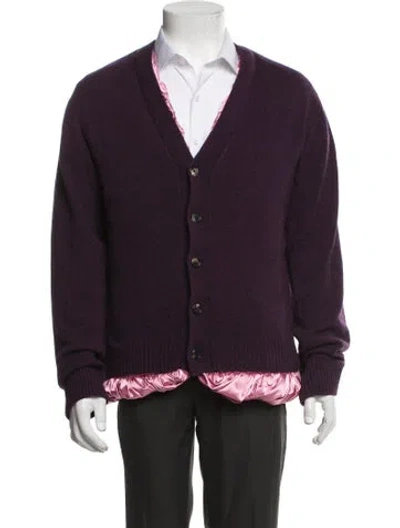Pre-owned Jw Anderson Wool V-neck Cardigan In Purple