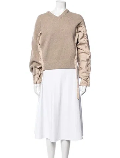 Pre-owned Jw Anderson Wool V-neck Sweater In Brown