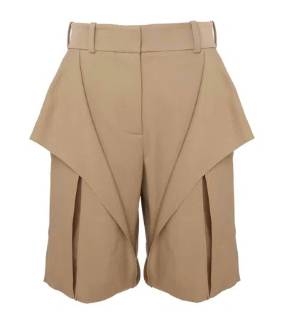 Jw Anderson Wool Wide-leg Shorts In Neutrals