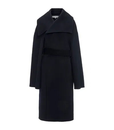 Jw Anderson Belted Wool Coat In Blue