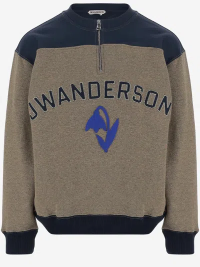 Jw Anderson Wool-blend Color-block Sweatshirt In Blue