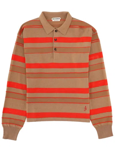 Jw Anderson Wool-blend Polo Shirt In Beige