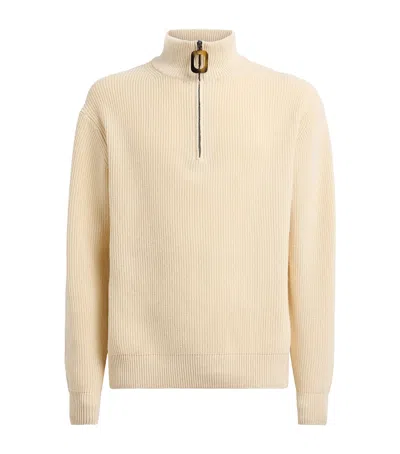 Jw Anderson Ribbed-knit Wool And Cotton Sweater In Neutral