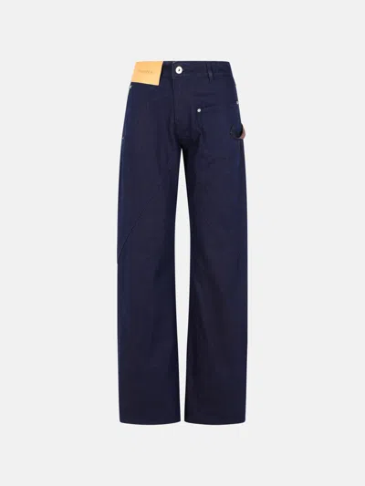 Jw Anderson Workwear' Cotton Pants With Blue Twisted Leg