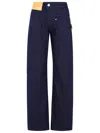 Jw Anderson Workwear Cotton Pants With Blue Twisted Leg In Blue