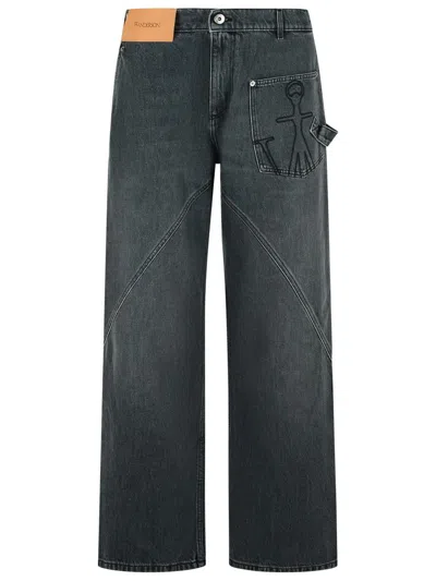 Jw Anderson Workwear' Cotton Pants With Grey Twisted Leg In Gray