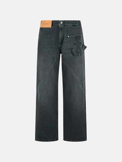 Jw Anderson Workwear' Cotton Pants With Grey Twisted Leg In Gray