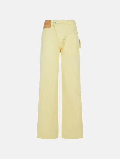Jw Anderson Workwear' Cotton Pants With Yellow Twisted Leg