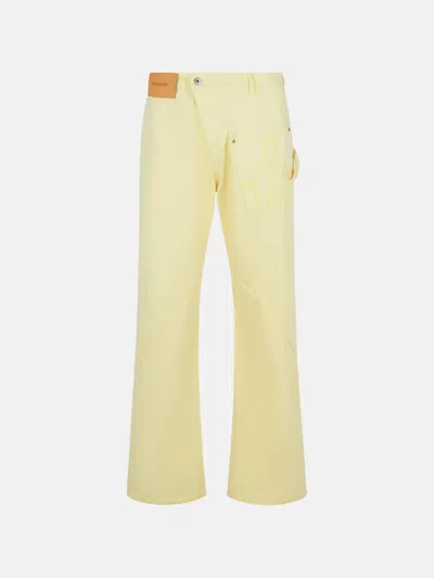 Jw Anderson Workwear' Cotton Pants With Yellow Twisted Leg