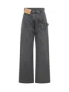 Jw Anderson J. W. Anderson Wide-leg Twisted Design Denim Pants In Gray