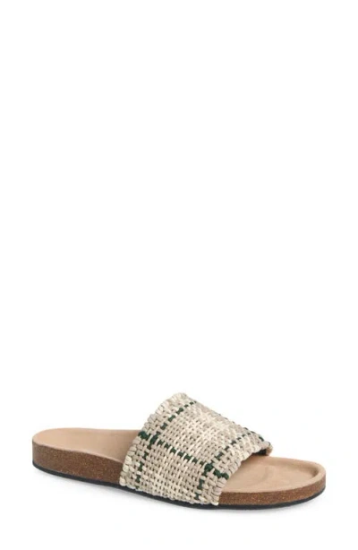 Jw Anderson Woven Check Slide Sandal In 531 Green/white
