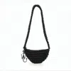 Jw Anderson Woven Crescent Crossbody Bag With Braided Strap And Metallic Charm In White