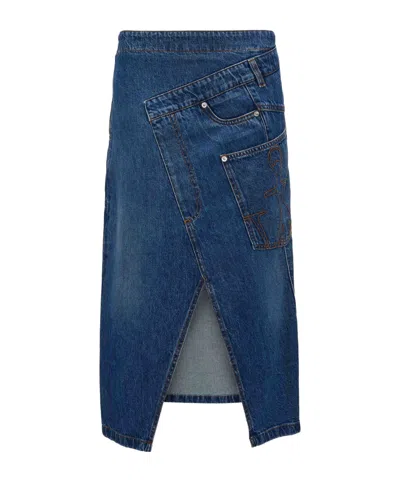 JW ANDERSON JW ANDERSON LOGO PATCH TWISTED MIDI SKIRT