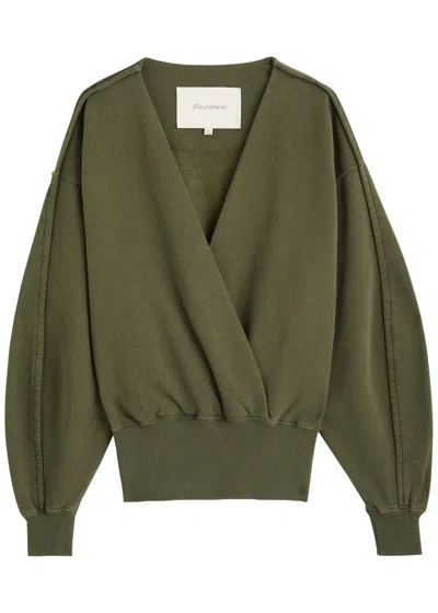 Jw Anderson Wrap-effect Cotton Sweatshirt In Khaki