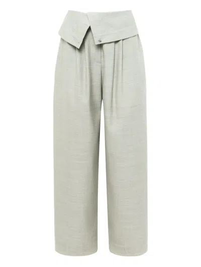 Jw Anderson Wrap-front Pleated Trousers In Silver